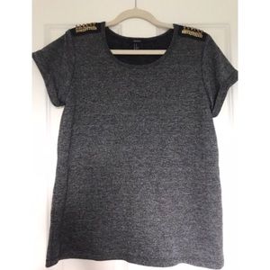 Forever 21 Gray T-shirt with shoulder detail